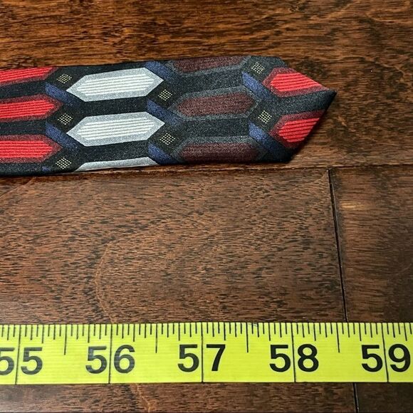 Alexander Julian Colours Silk Tie Red White Silver Black Blue - Picture 7 of 8